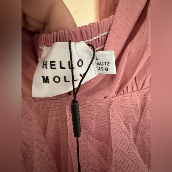 NEW Hello Molly Into the Middle Tulle Halter Dress Pink Size L US 8 Tiered NWT - Picture 8 of 9